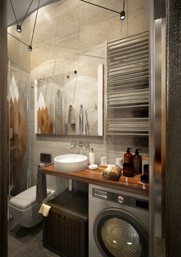 Baño en el diseño de un pequeño apartamento de 15 m².