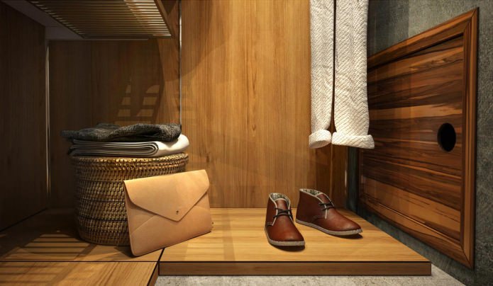Vestidor en el diseño de un pequeño apartamento de 15 m².