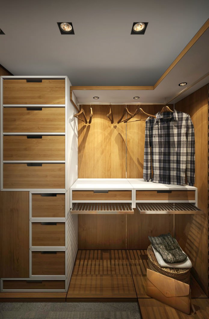 Vestidor en el diseño de un pequeño apartamento de 15 m².