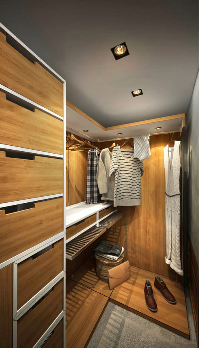 Vestidor en el diseño de un pequeño apartamento de 15 m².