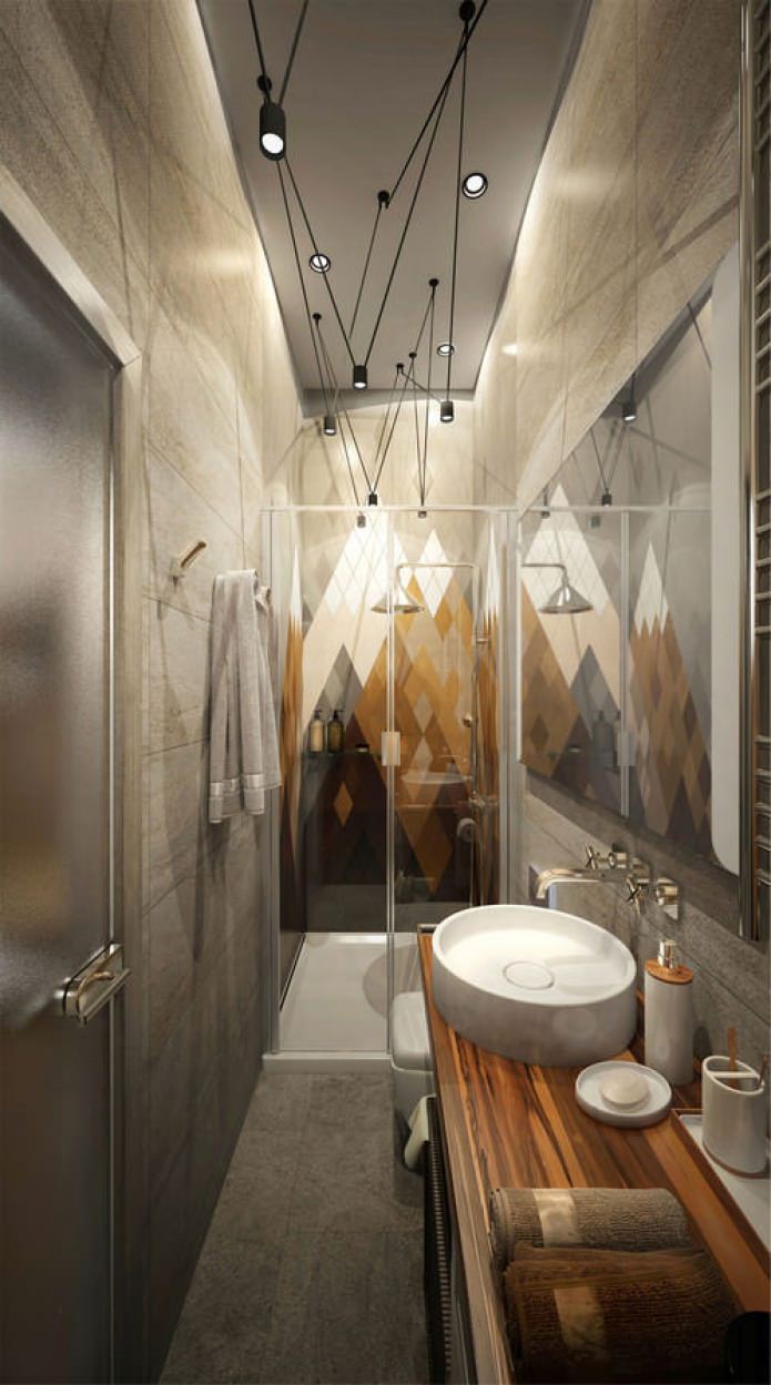 Baño en el diseño de un pequeño apartamento de 15 m².