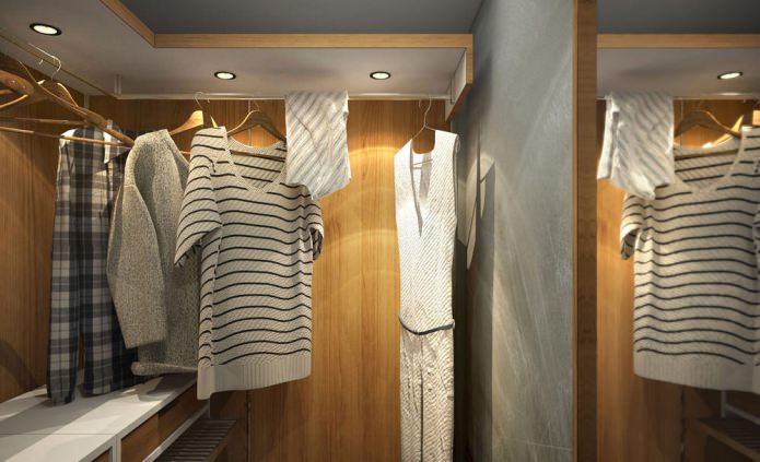 Vestidor en el diseño de un pequeño apartamento de 15 m².