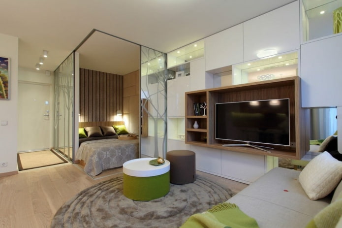 interior de un apartamento de una habitación de 35 metros cuadrados