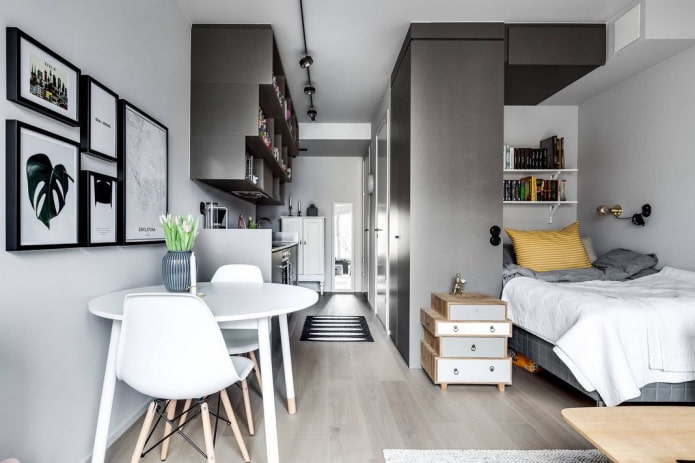 interior de un estudio de 35 metros cuadrados