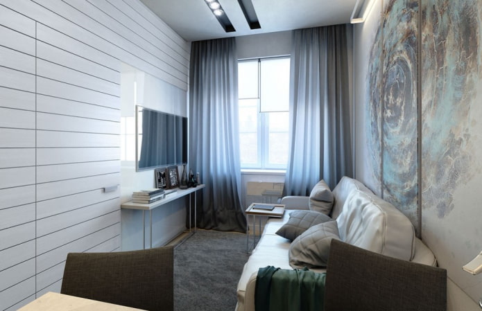 diseño de sala de estar en el interior de un apartamento de 35 metros cuadrados