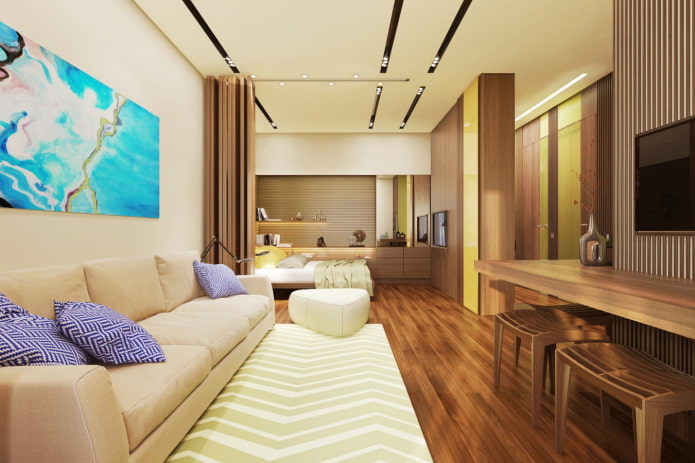 interior de un apartamento de una habitación de 35 metros cuadrados