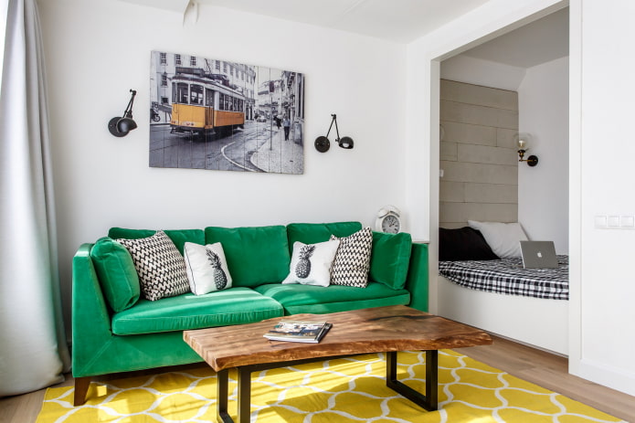 interior de un apartamento de una habitación de 35 metros cuadrados