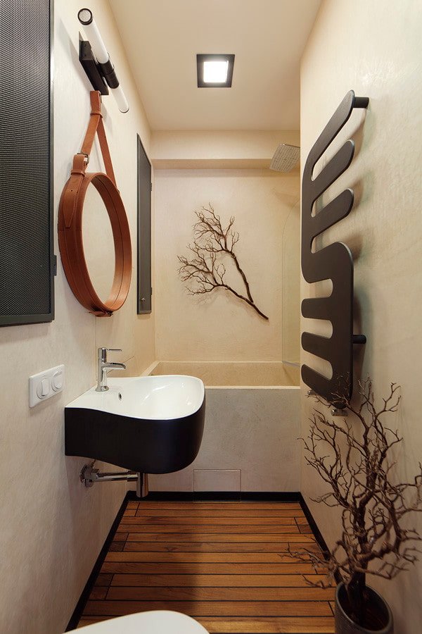 diseño de baño en el interior de un apartamento de 35 metros cuadrados