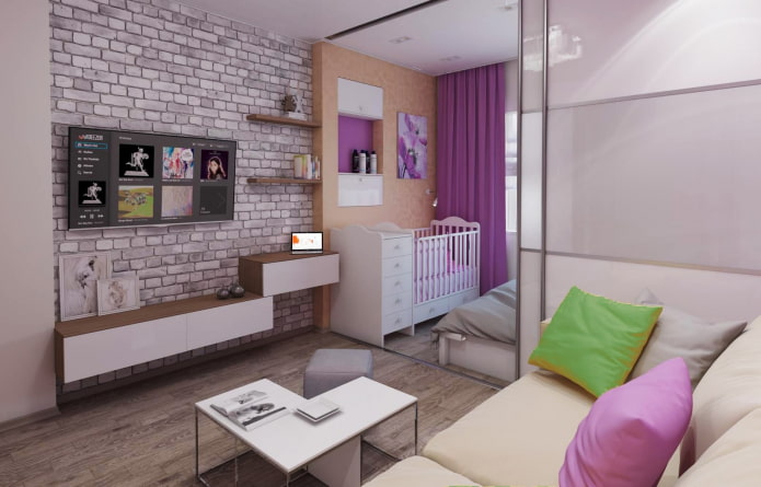 Diseño de habitación infantil en el interior de un apartamento de 35 metros cuadrados