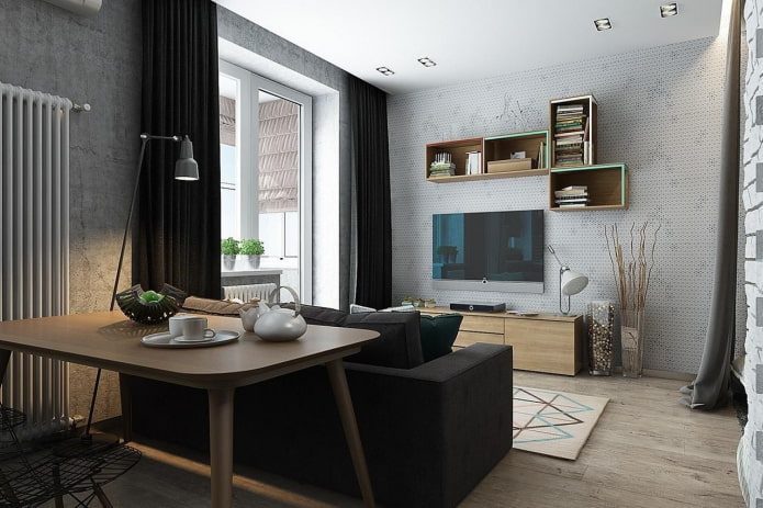 Disposición de un apartamento de 36 metros cuadrados