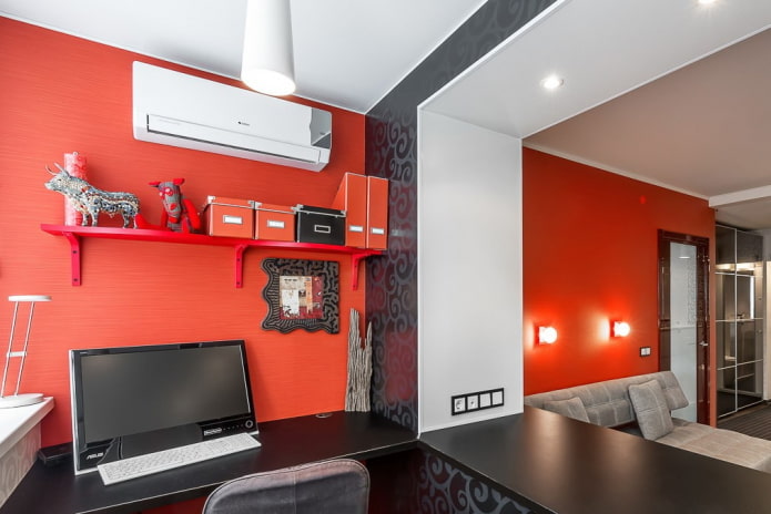 diseño de lugar de trabajo en un apartamento de 36 metros cuadrados