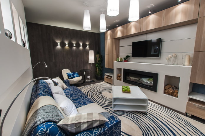 Interior de la sala de estar en un apartamento de 36 metros cuadrados