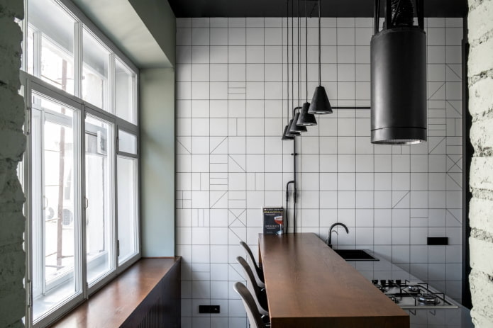 Pequeña cocina con barra