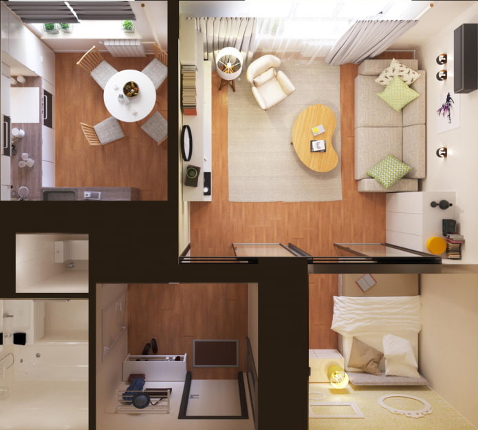 Apartamento de una habitación con cama separada