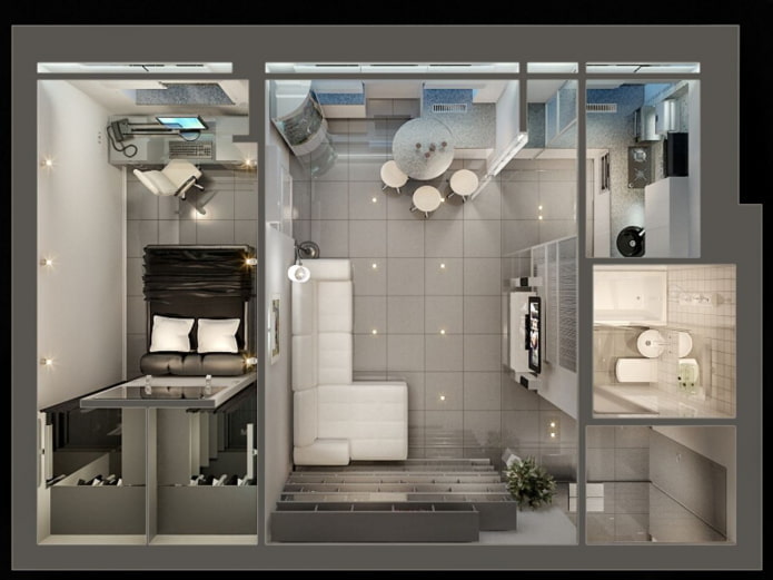 Apartamento de dos habitaciones de estilo europeo con minicocina