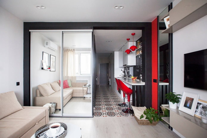 Apartamento de dos habitaciones de estilo europeo alargado