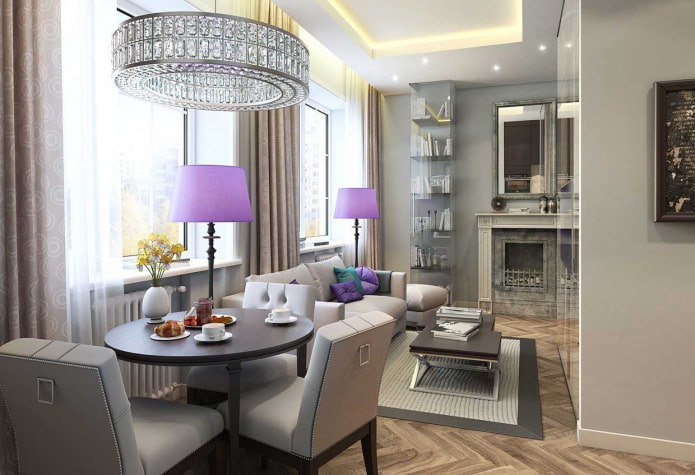 interior de un apartamento de dos habitaciones de estilo europeo de 40 metros cuadrados