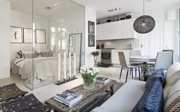 Zonificación de un apartamento de 40 metros cuadrados