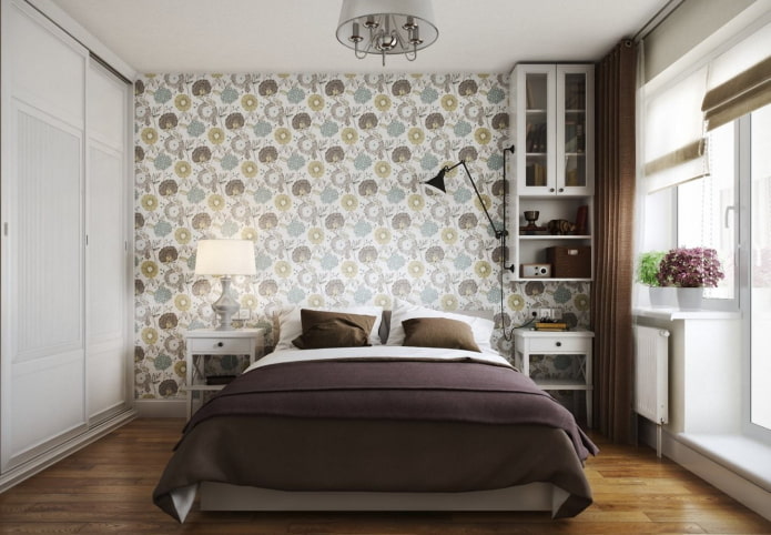diseño del dormitorio en el interior de un apartamento de 40 metros cuadrados