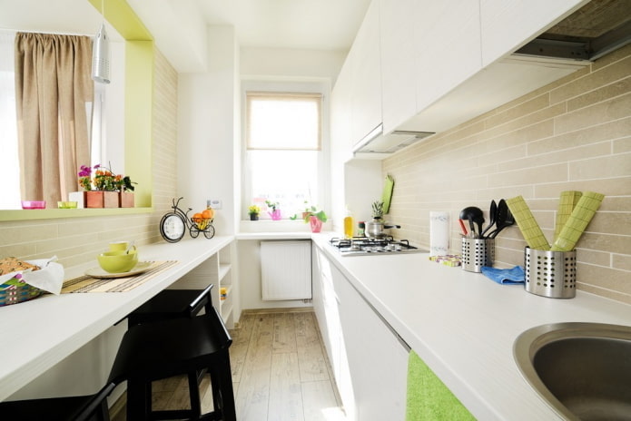 diseño de cocina en el interior de un apartamento de 40 metros cuadrados