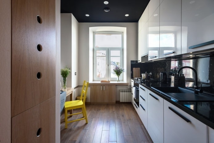diseño de cocina en el interior de un apartamento de 40 metros cuadrados