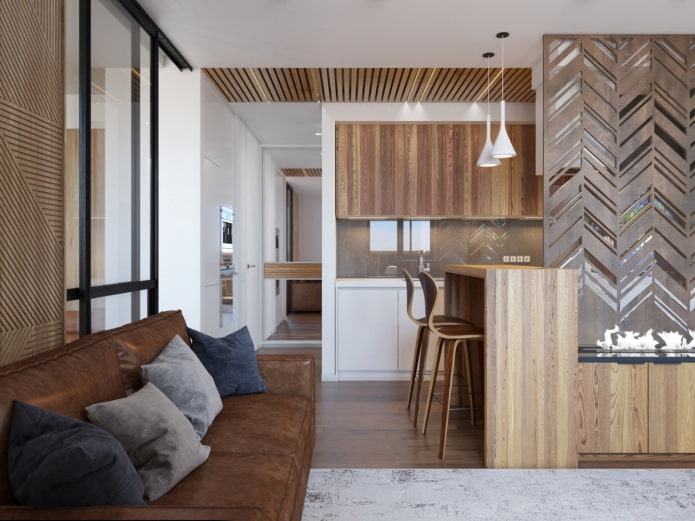 Diseño de salón en el interior de un apartamento de 40 metros cuadrados