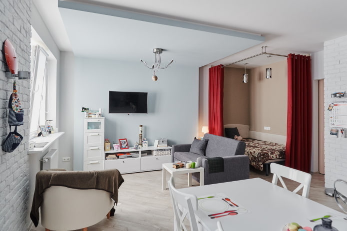 Zonificación de un apartamento de 40 metros cuadrados