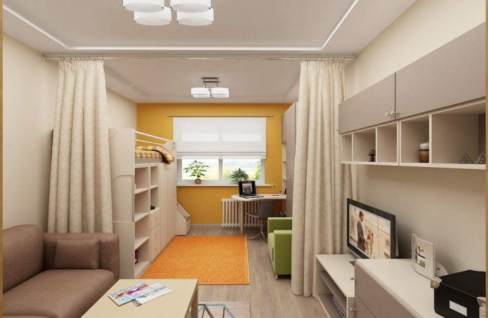 Diseño de habitación infantil en el interior de un apartamento de 40 metros cuadrados