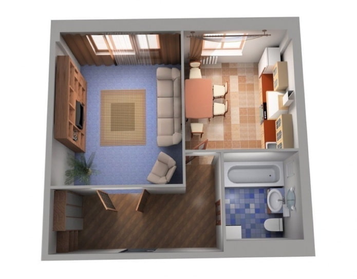 Distribución de un apartamento de 40 metros cuadrados