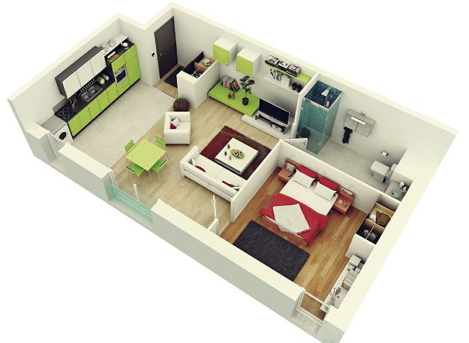 Apartamento de estilo europeo sin pasillo