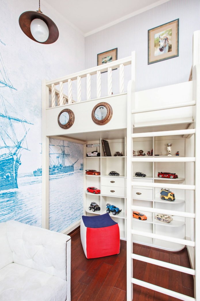 Habitación infantil con un segundo nivel