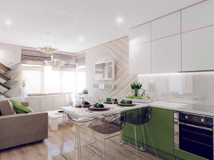 Cocina-salón en el diseño del apartamento