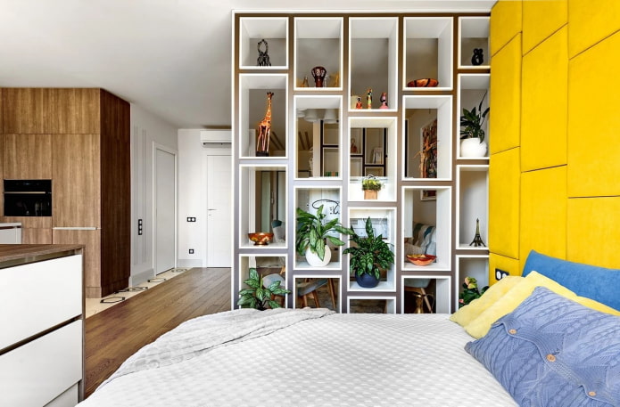 Dormitorio y estantería