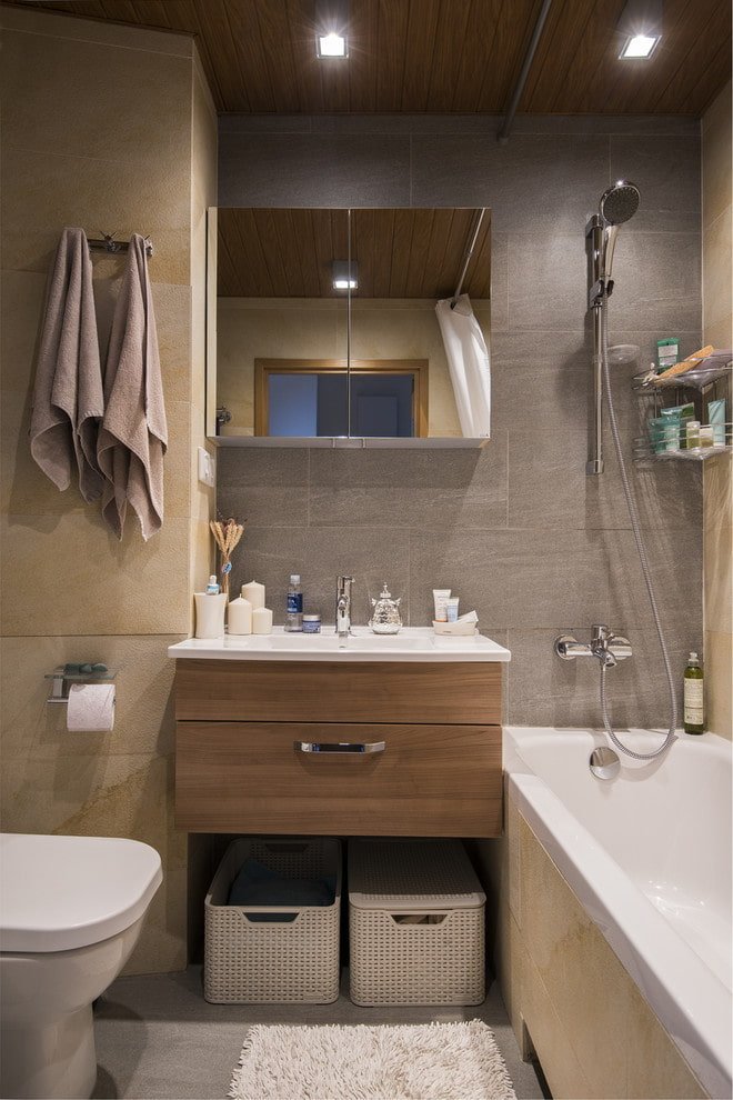 diseño de baño en el interior de un apartamento de 45 metros cuadrados