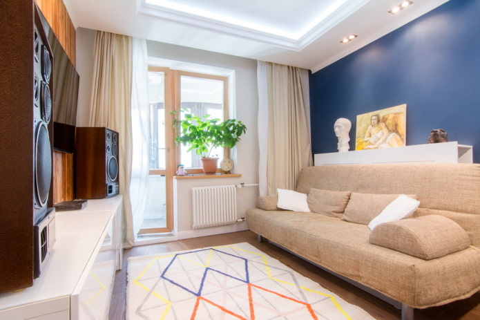 Diseño de salón en el interior de un apartamento de 45 metros cuadrados