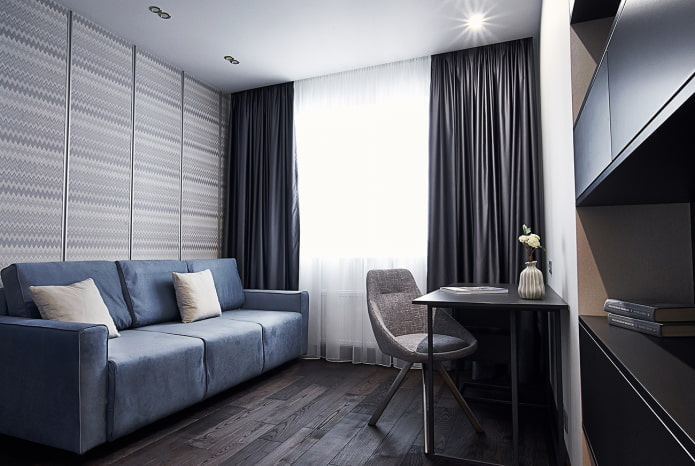 Diseño de oficina en el interior de un apartamento de 45 metros cuadrados