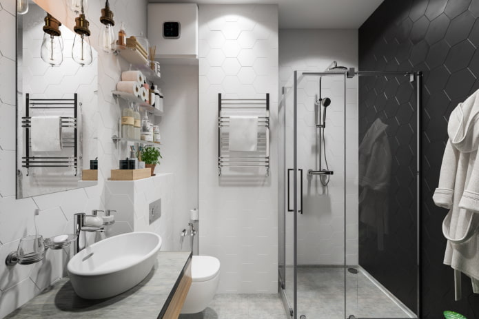 Diseño de baño en el interior de un apartamento de 45 metros cuadrados