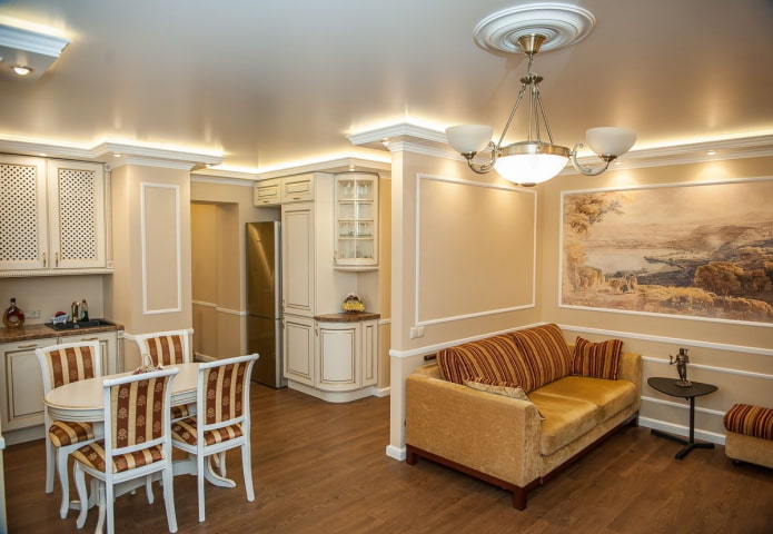 Interior de un apartamento de 45 metros cuadrados de estilo clásico