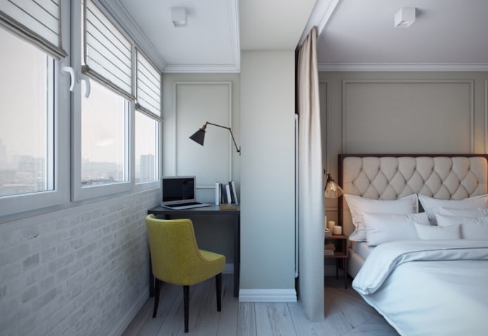 Diseño de oficina en el interior de un apartamento de 45 metros cuadrados