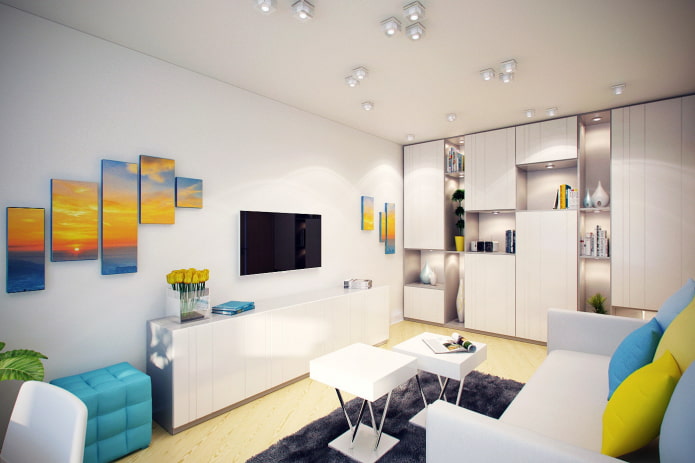 Sala de estar en un apartamento de dos habitaciones