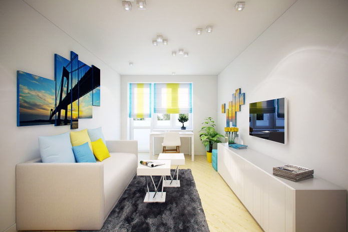 Sala de estar en un apartamento de dos habitaciones 46