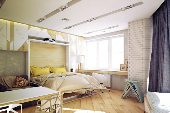 interior de un apartamento de una habitación de 50 metros cuadrados