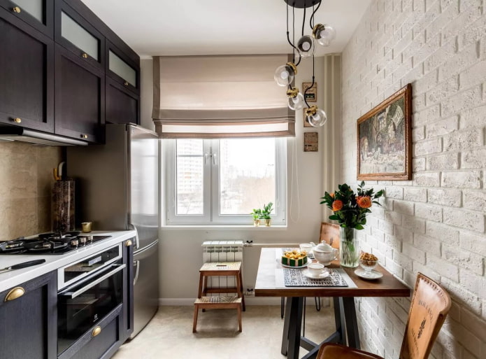 Interior de cocina en un apartamento de 50 metros cuadrados