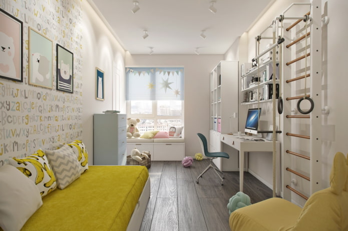 Interior de habitación infantil en un apartamento de 50 metros cuadrados