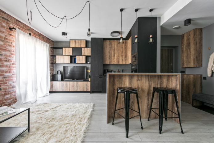 interior de un apartamento de 50 metros cuadrados en estilo loft