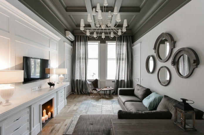 Interior de un apartamento de 50 metros cuadrados en estilo clásico moderno