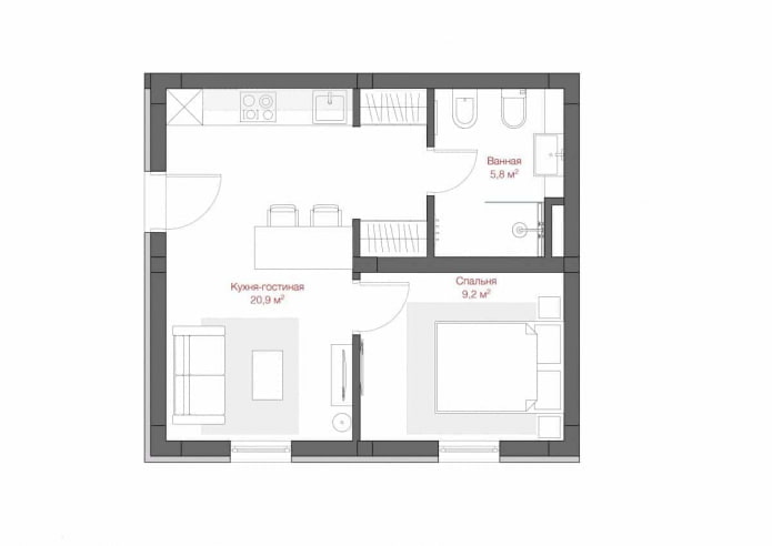 Diseño de un apartamento de 50 metros cuadrados