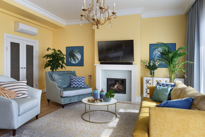 Sala de estar en estilo clásico moderno