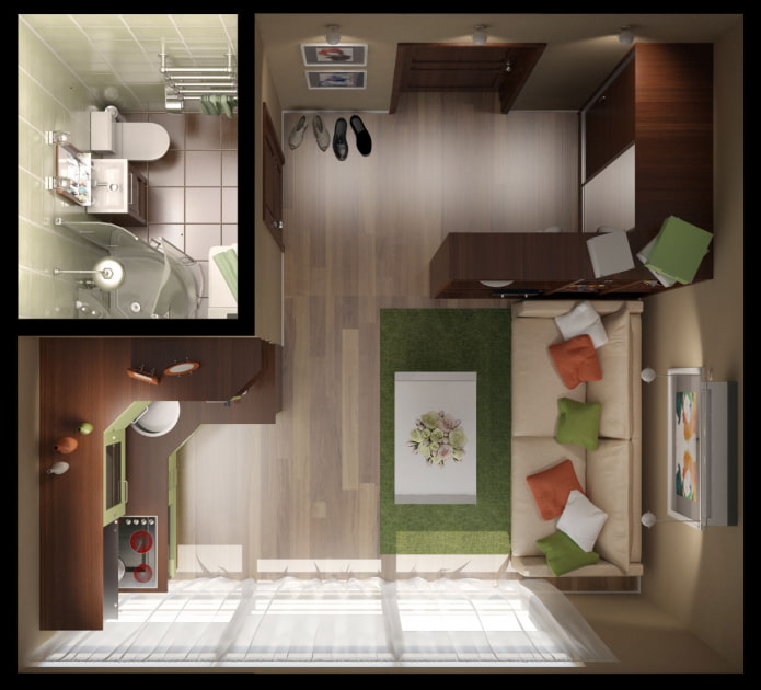 Distribución de apartamentos de 18 m²