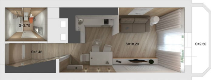 Distribución de apartamentos de 18 m²